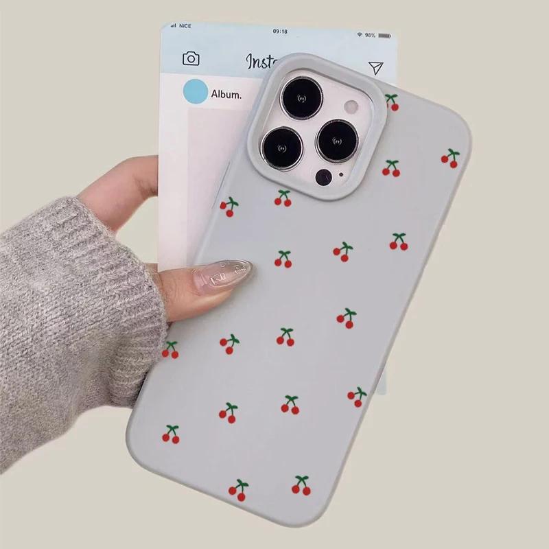 Cute Cartoon Cherry iPhone Case For iPhone 17 16E 16 15 14 13 12 11 Pro Max 7 8 Plus X XR Soft Silicone Protective Phone Cover