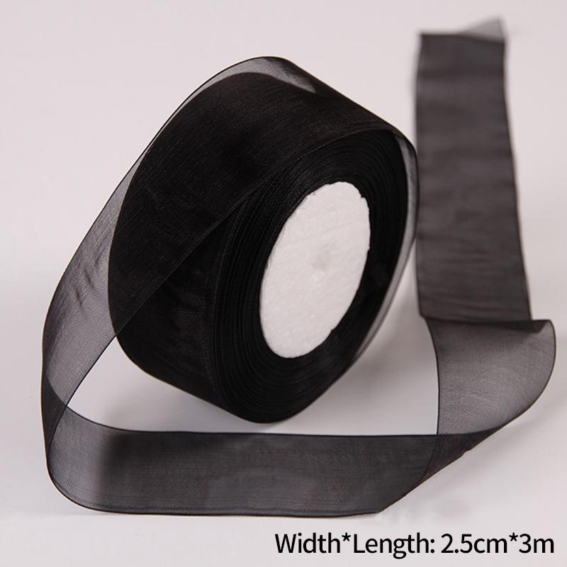 1Roll Sheer Organza Ribbon Chiffon Silk Ribbon for DIY Craft Gift Wrapping Christmas Decoration Wedding Bouquet Sewing Supplies
