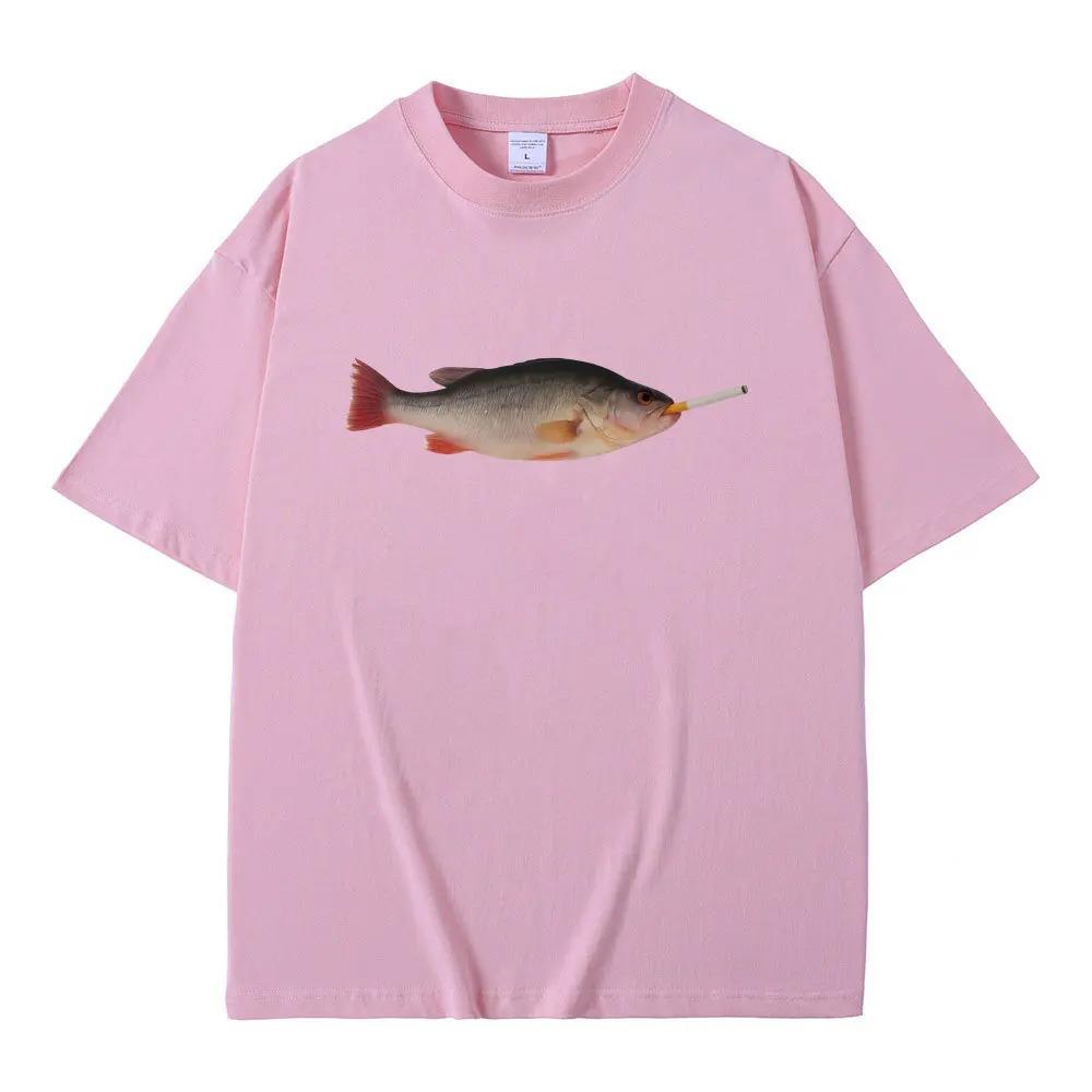 Oversized Pink Short-Sleeve T-Shirt Featuring Smoking Bass Absurd Meme Graphic Print