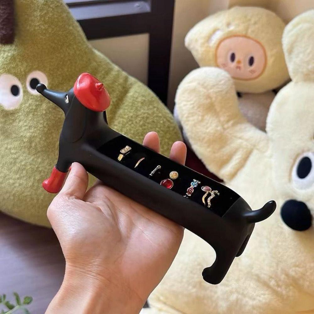 Ring Holder Dachshund Ring Organizer Resin Ring Trinket Storage Box Jewelry Display Box  For Lover