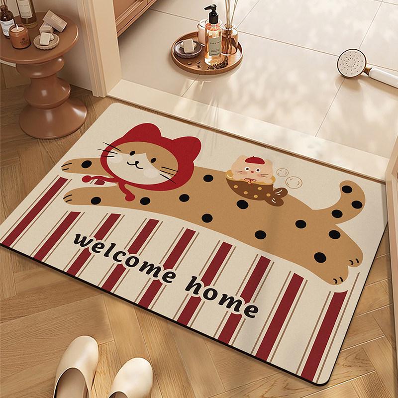 Cartoon Kittens & Puppies Non-slip Quick-dry Bathroom Mat with Diatomaceous Earth 40*60cm
