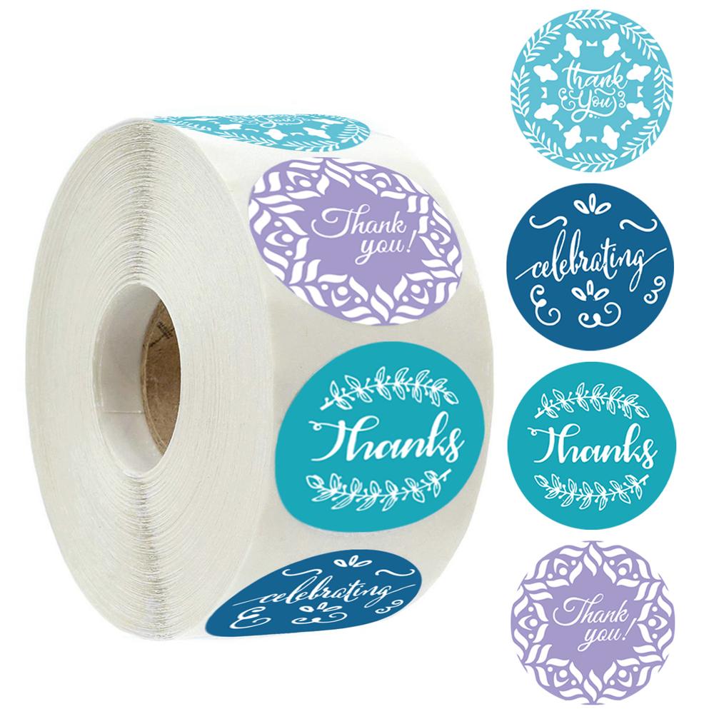 100-500pcs 4 Types Floral Thank You Sticker For Seal Label Scrapbooking Christmas Sticker Decoration Sticker Stationery Sticke