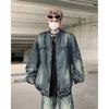 2025 Spring American High Street Locomotive Denim Jacket Men's Washed Old Trendy Brand Loose Casual Zipper Jacket