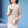 Women's Striped Knit Short Sleeve Top