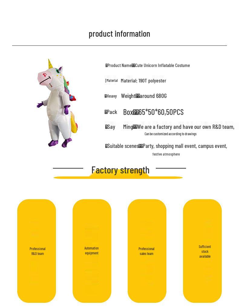 Colorful Unicorn Inflatable Cartoon Mascot Costume for Christmas Party