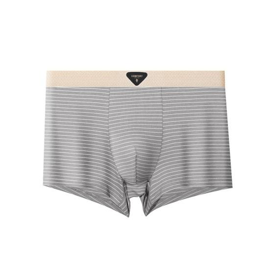 

Чоловіча боксерська білизна із середньою посадкою, еластичним поясом, U-подібним вирізом, шорти-брифи зі смугастим принтом, повсякденна білизна, одяг для сну 2XL світло-сірого кольору