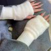 Women's Soft Winter Warmth Luxury Plush Knitted Fingerless Gloves Solid Color Imitation Mink Fleece Half Finger Gloves