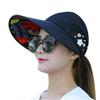 Womens Sun Hat Flowers and Pearls UV Protection Wide Brim Breathable Foldable Summer Beach Packable Visor for Outdoor