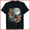 Three German Shepherd Moon Funny Howling Dogs Canine Meme Black Cotton T-Shirt Unisex T-Shirt
