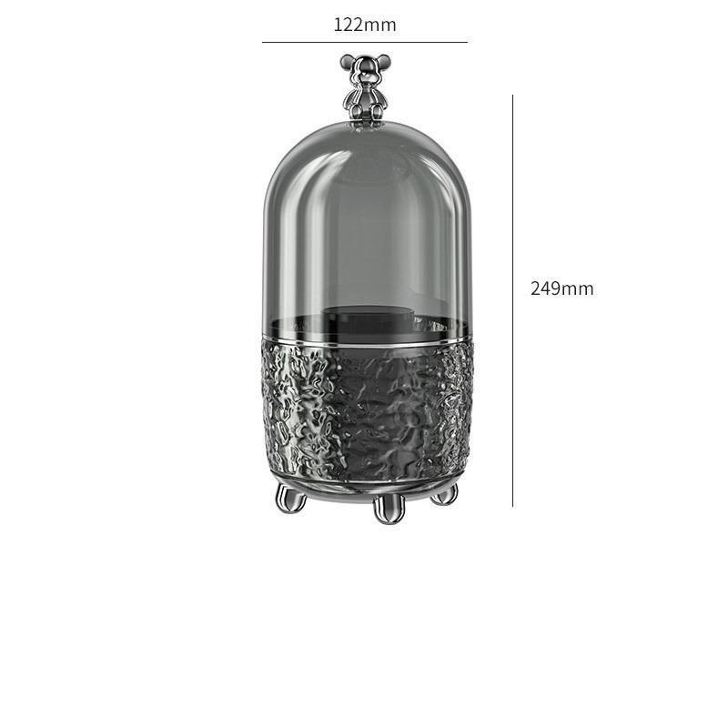 360 Rotating Makeup Brush Holder with Lid Clear Dustproof Make Up Brushes Container for Vanity Desktop Bathroom Cosmetic Storage