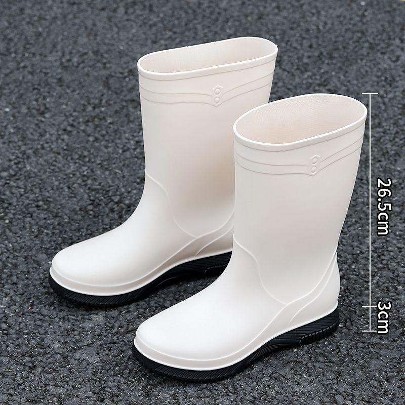 Women Mid-Calf Fashion Waterproof Rain Boots with Jelly Sole, Non-Slip Insulated Rubber Shoes for Outdoor Wear