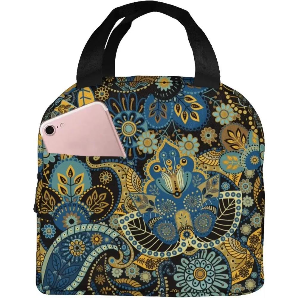Stars Moon Black Lunch Bag Insulated Tote Cooler for Women Kids Girls, Small Lunch Box Reusable Freezable Aesthetic Bag