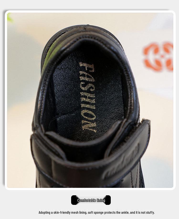 Chaussures de Performance en Cuir Mat Noir pour Garçons - Semelle Souple, Parfaites pour le Printemps et l'Automne, Idéales pour les Élèves du Primaire