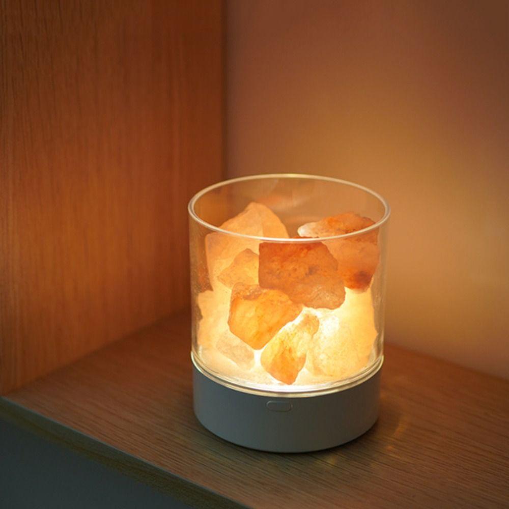 Decorative Fixture Natural Crystal Salt Lamp 7 Color Lights Eye Protection Table Lava Lamp USB Powered Ambient Lighting Desk