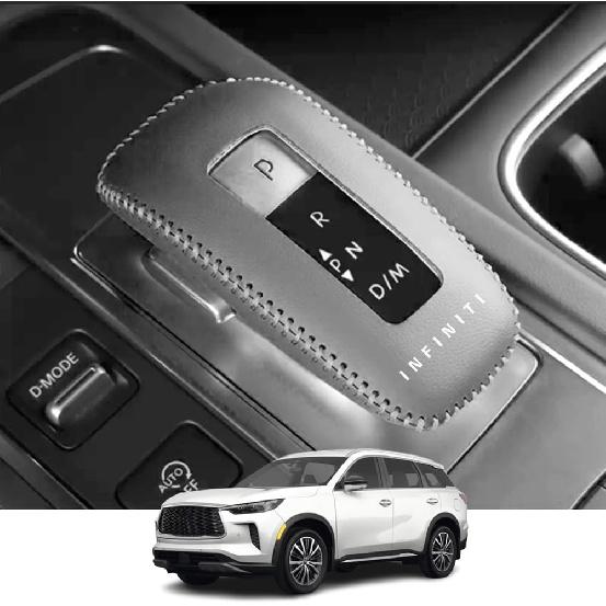 

Kakash Индивидуальные аксессуары для интерьера для Infiniti QX60 2022 2023 2024 Кожаная накладка на ручку переключения передач АКПП, Кожаный чехол на рычаг переключения передач Black Stitches
