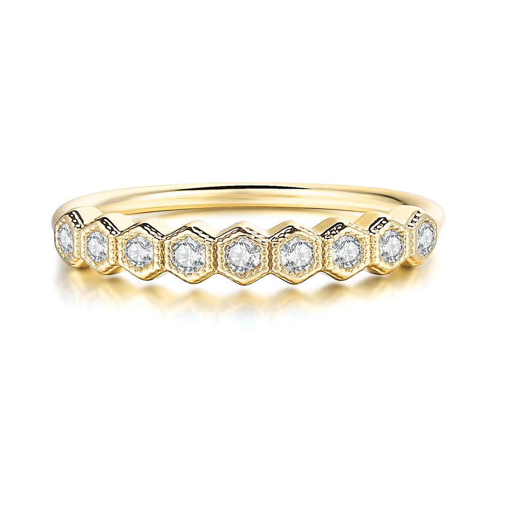 

ZHOUYANG Dainty Ring For Women Girls Simple Geometric Hexagone Zircon Rose Gold Color Daily Gift Fashion Jewelry R919 5
