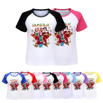 5182 Kids Girls Christmas New Year Rumi Zoey Mira Print Raglan Short Sleeves T-Shirt