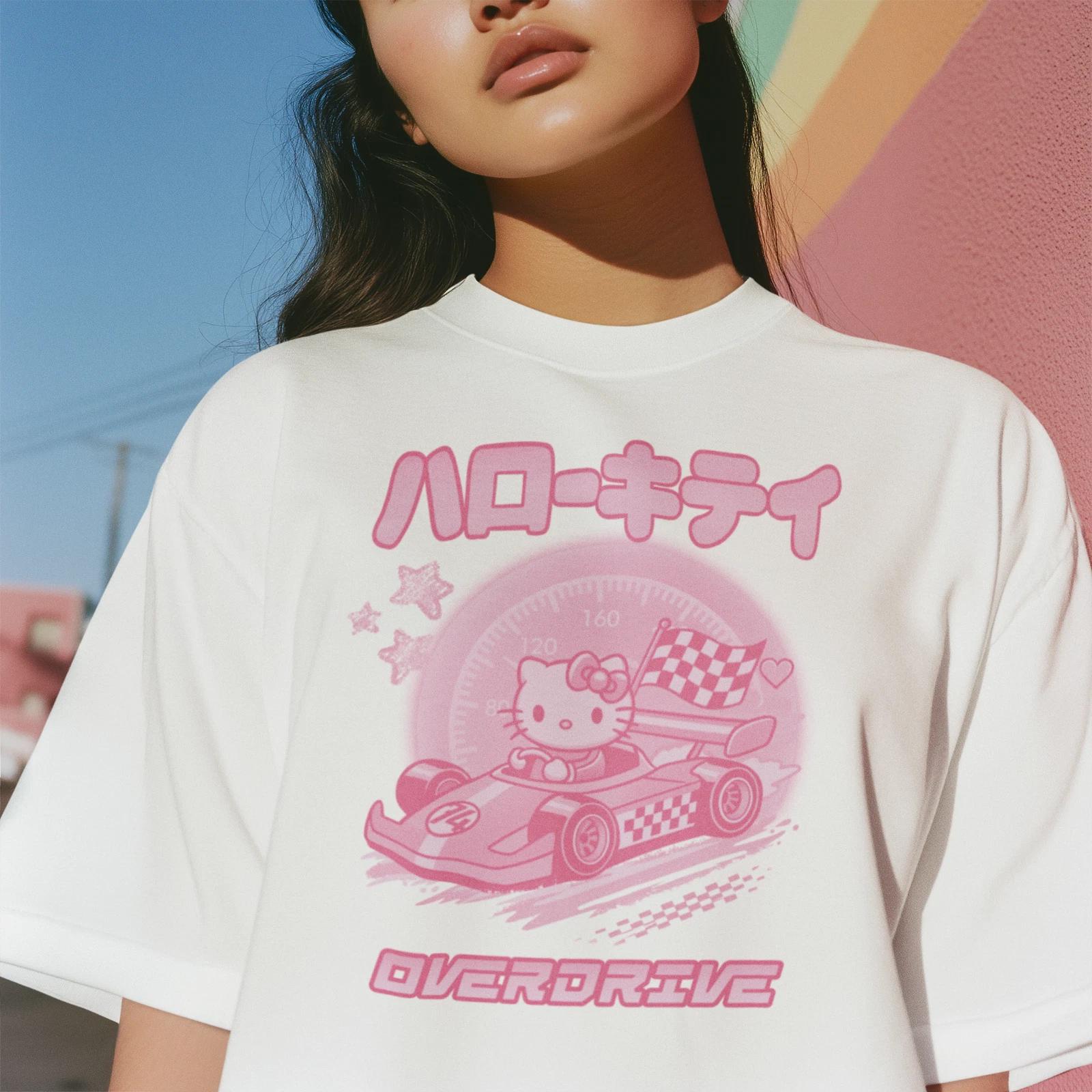 

Go Kart Racing Racer Formula 1 Hello Kitty Cat Cute Unisex T Shirt Gift Bday M