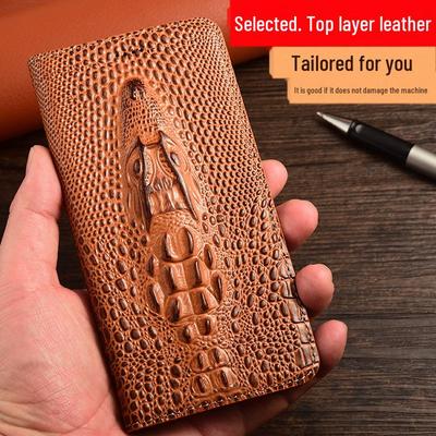 Klapphülle aus echtem Leder mit Krokodilkopf für Redmi Note8Pro und Note7Pro
