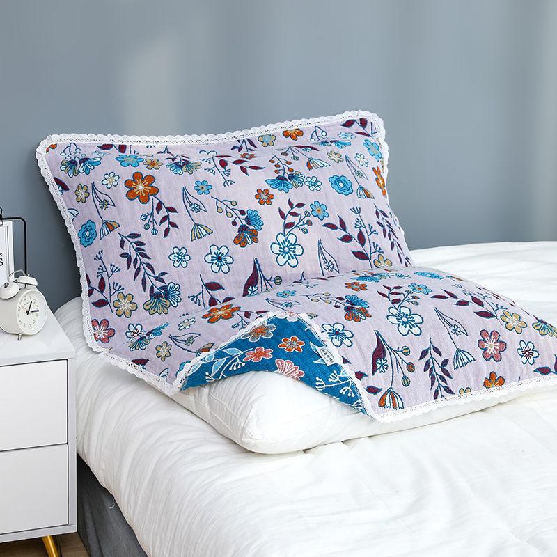 Floral Cotton Pillow Towel Soft Adults Bedding Household Sweat-absorbent Pillows Cover Four Seasons Thick Pillowcase Durable New