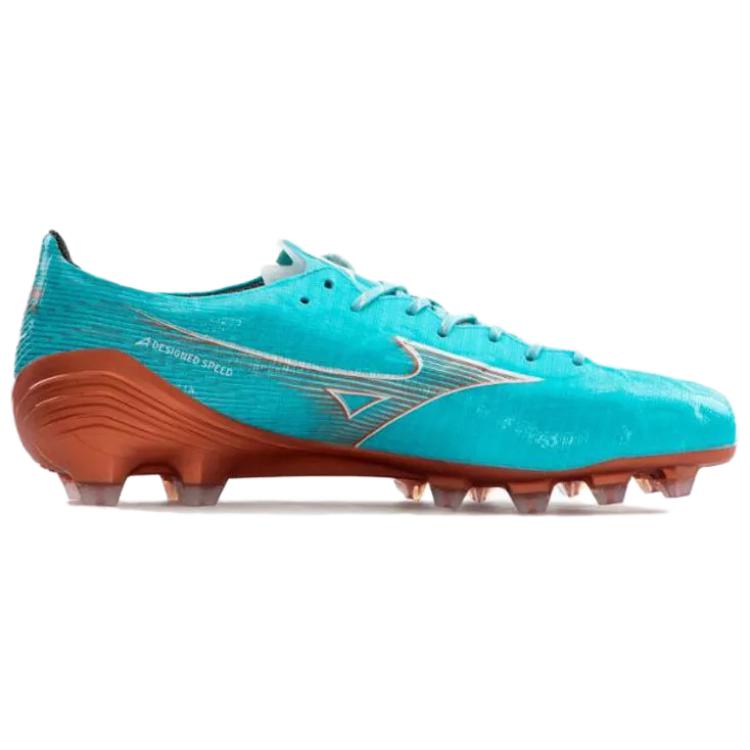 Mizuno Alpha Natural Grass FG (Rubber Long Studs) Slip-Resistant Durable Lightweight Soccer Shoes Men Sneaker Blue Brown P1GA236225