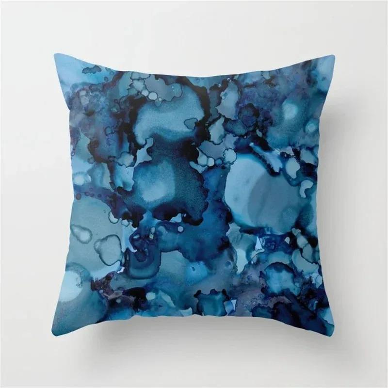 Indigo watercolor floral pattern Doublesided Printed pillow cover Short plush Suitable living rooms sofas throw cushion cover