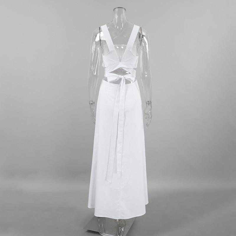 2026 French Elegant White Maxi Dress Hollow Out Backless A Line Sleeveless Vacation