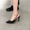 Kadın Kristal Yüksek Topuklu Slingback Sivri Burun Gümüş Topuklu Ayakkabılar Moda Lüks Markalar İnce Topuklu Sandaletler Metalik Parti Günlük Ayakkabılar