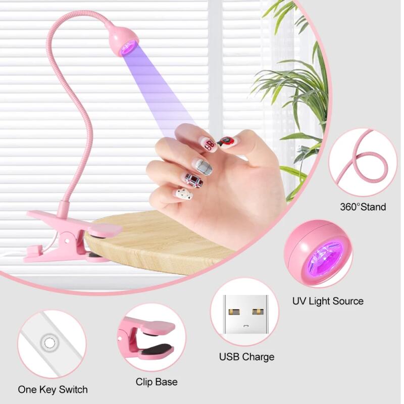 Lampă LED UV pentru Uscarea Ojei Gel, Clip-On, Flexibilă, Birou, Mini, Portabilă, USB, Lampă UV pentru Unghii, Uscător cu Lumină UV pentru Salon de Manichiură