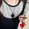 Red Black Heart Pendant Necklace Vintage 80s New Fashion Romantic Heart Necklace for Women Aesthetic Love Inspired Choker