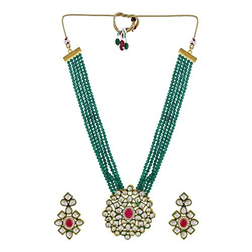 Estele Gehena Gold Plated Stylish Fancy Kundan Pack of 2 Necklace Sets for Women
