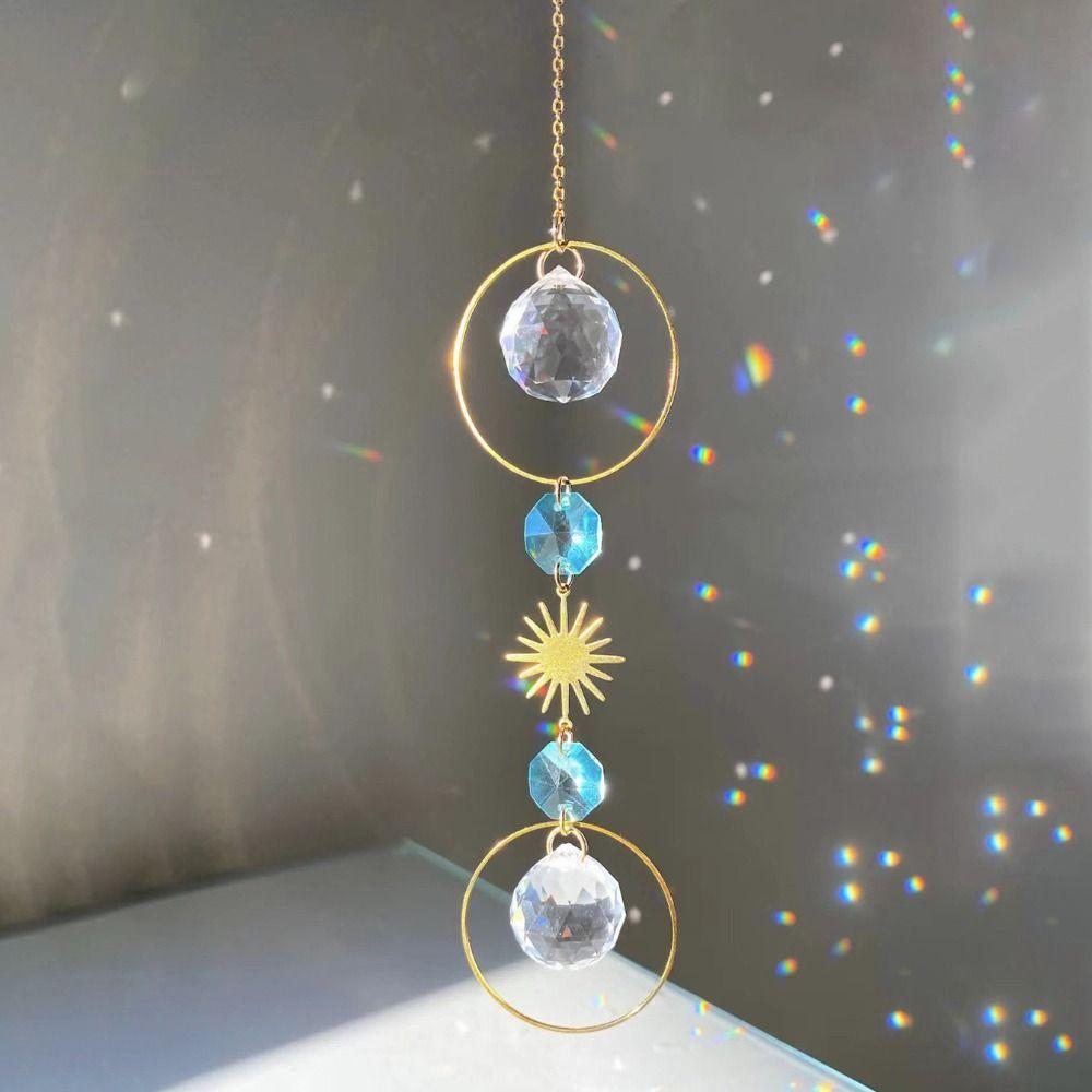 Sonne Mond Künstlicher Kristall Wandbehang Kristall Windspiel Anhänger Gartendekor