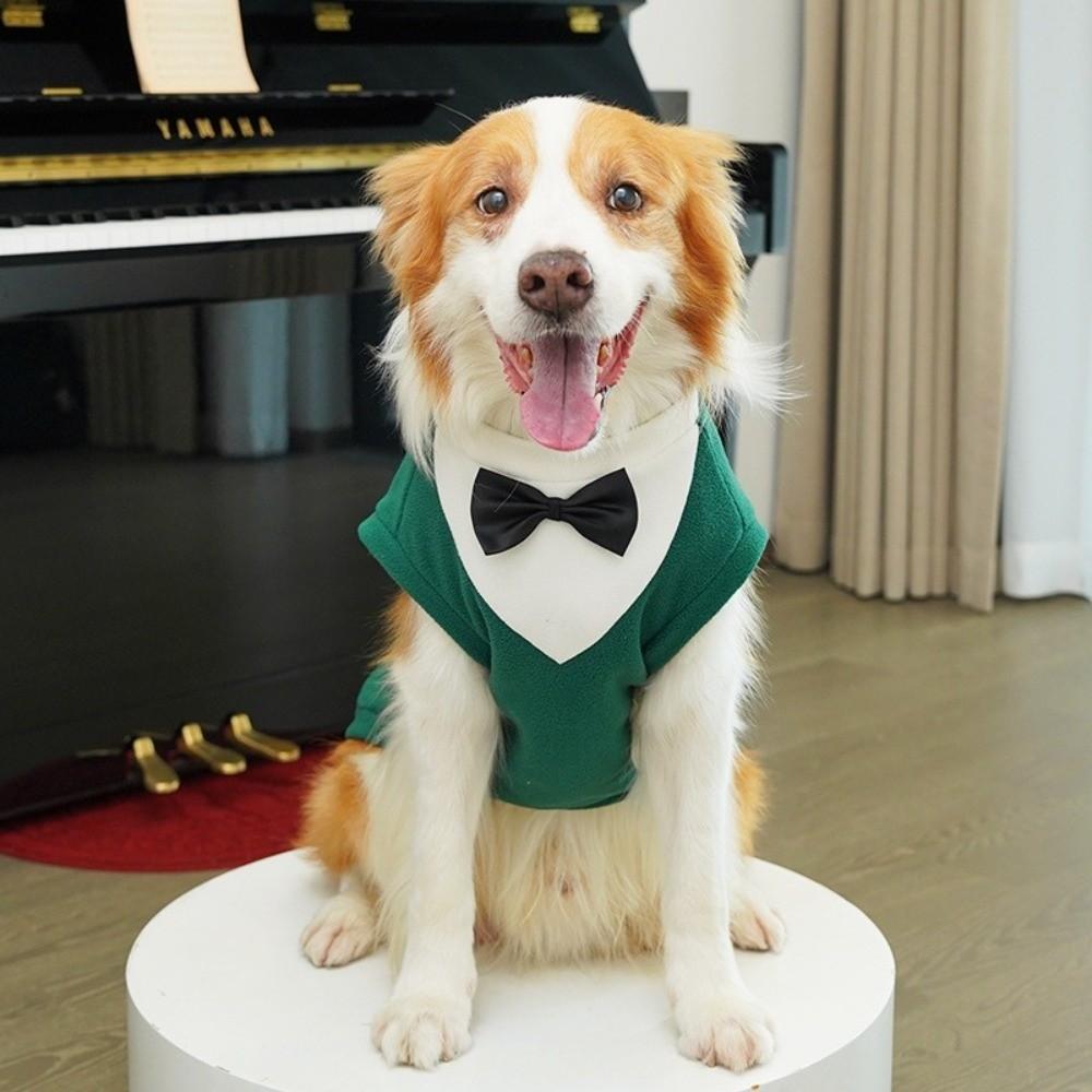 Large Dogs Bowtie Design Dog Tuxedo Blazer Vest Formal Style Dog Sweater Winter Warm Pet Dress Wedding Event