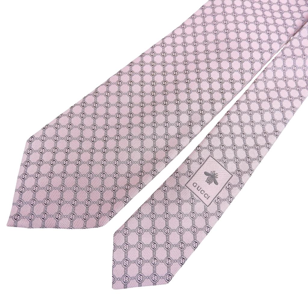 Pristine GUCCI tie GG Jacquard pink silk mens 386488 Used