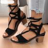 Fashion Ankle Strap Chunky Heel Sandals for Women Summer 2025 White Platform Gladiator Shoes Woman Roman Style High Heel Sandalias Mujer