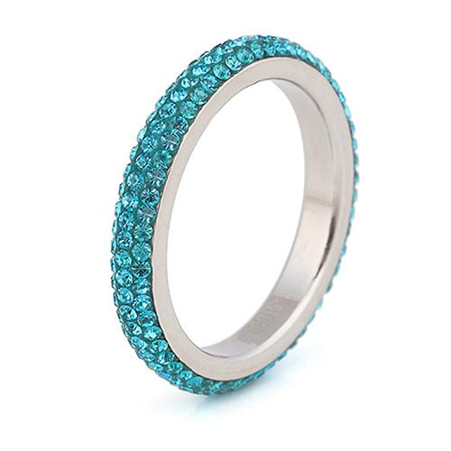 Rhinestone Multicolor Crystal Engagement Ring Stainless Steel Fashion Jewelry For Women Gift