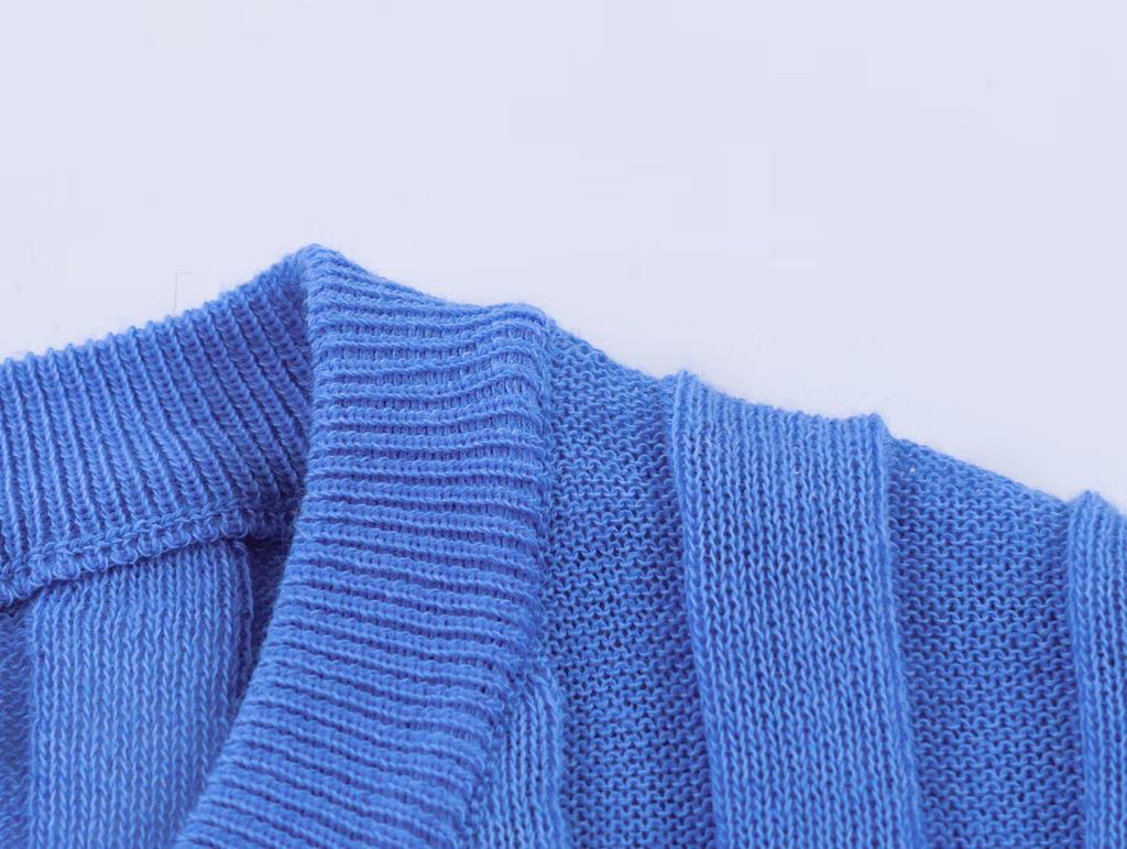 European Autumn/Winter Knit Cardigan - Round Neck, Accordion Sleeves, 5755016