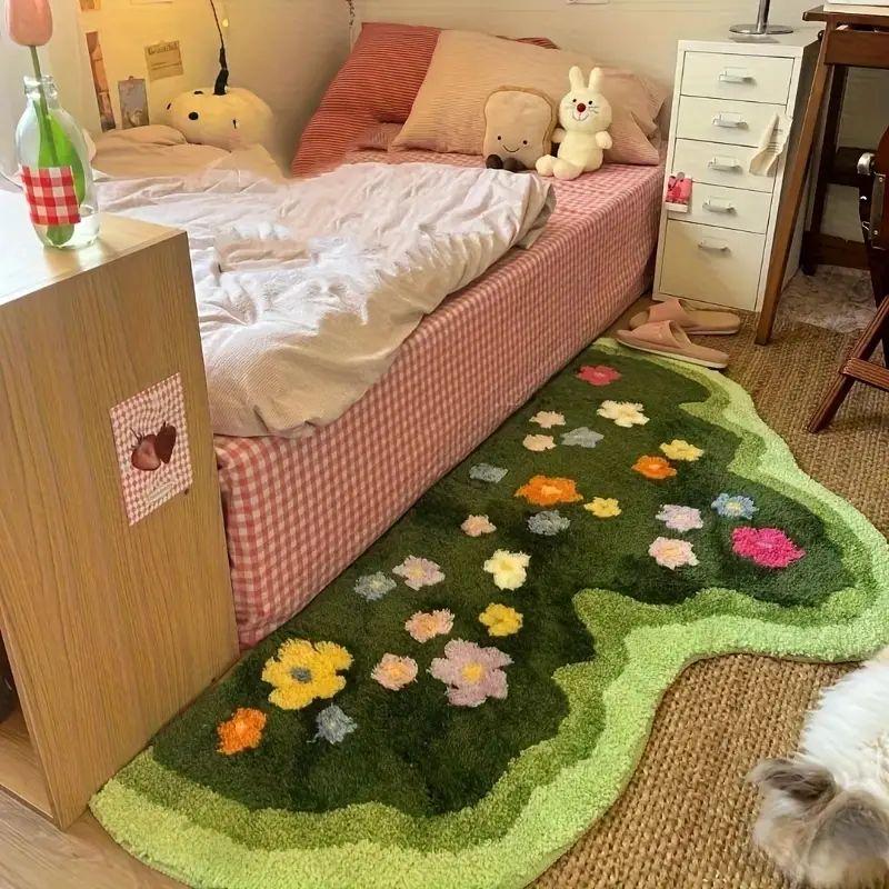 Soft Moss Flower Floor Mat for Living Room, Bedroom, Bedside, Children's Room, Moving House Gift, Home Decoration