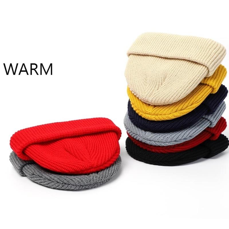 Berretto Invernale Unisex In Misto Lana, Lavorato A Maglia A Doppio Strato, Con Costine E Punto Croce A Contrasto, Colori Basici (nero, Grigio, Blu)