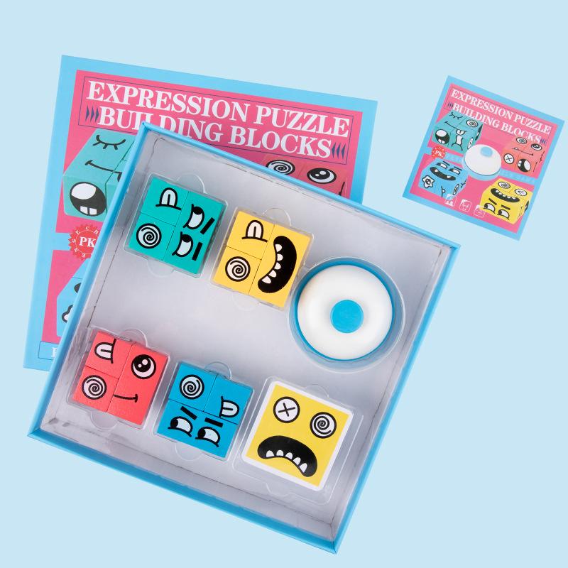 3D Face-Changing Rubik's Cube Building Blocks - Double Challenge Puzzle for Kids and Adults