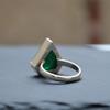 Trillion Shape Green Emerald Statement Ring, 925 Sterling Silver Jewelry, Minimalist Boho Ring
