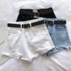 Damen High-Waist zerrissene Jeans-Shorts - Sommerlich lässig A-Linie, ausgefranster Saum, Bauchkaschierend, Schlankmachender Wide-Leg Stil