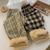 Winter Thick Plaid Pants Women Korean Fashion Warm Loose Wide Leg Trousers Student Y2K Causal High Waist Pants Outwear