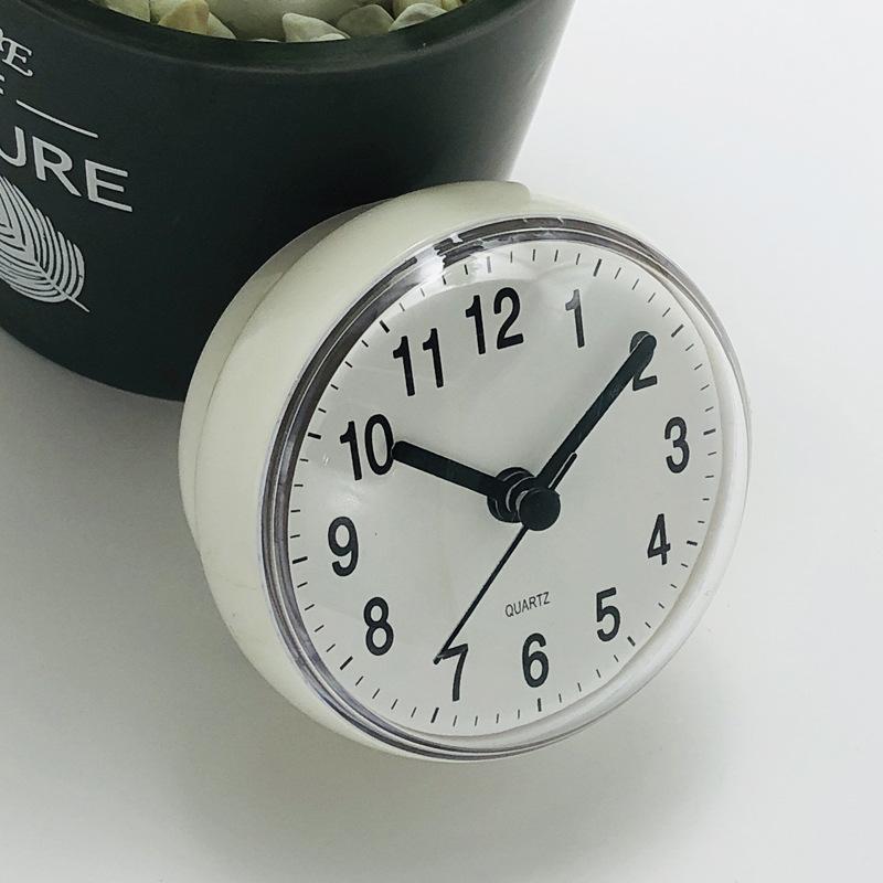 1Pc Mini Suction Cup Wall Clock Bathroom Anti-fog Waterproof Clock Kitchen Bathroom Clock Small Quartz Clock Desk Clock