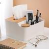 Multifunctional Tissue Case Desk Organizer for Remote Cotton and Small Items Controls, Swabs, (White)