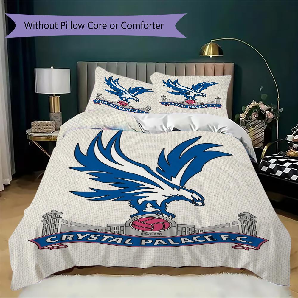 Crystal Palace FC Pattern Bedding uilt Set uilt Cover Pillowcase Home Decoration Birthday Gift (1 * duvet cover + 2 * pillowcase without core)