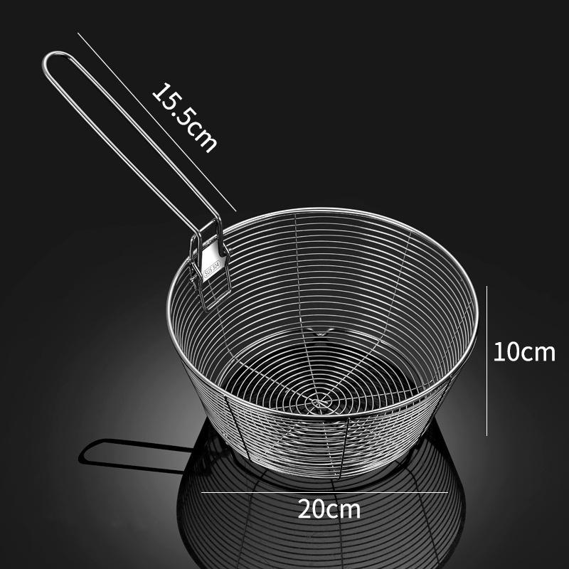 304 Stainless Steel Frying Filter Basket Multifunctional Strainer Foldable Long Handle Colander for Wash Vegetables Kitchen Tool