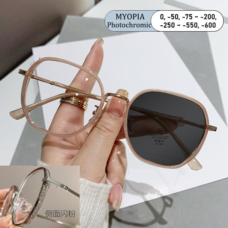 Fashion Anti-Blue Light Myopia Glasses Oversized Frame Cat Eye Glitter Presbyopic Custom Nearsighted Eyewear Men Women Optical