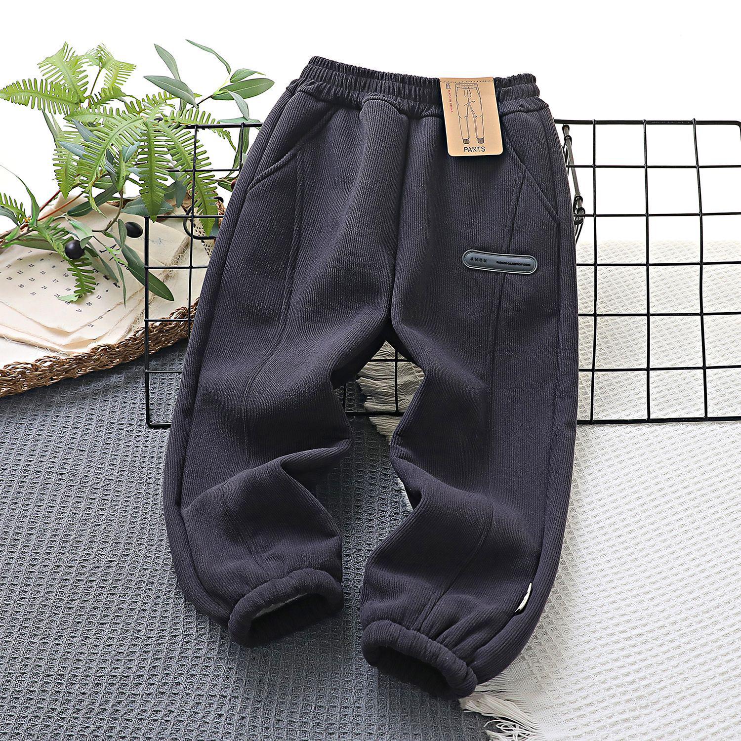 

Детские зимние вельветовые брюки из хлопка с овчиной - Коллекция 2023 140 cm темно-серого