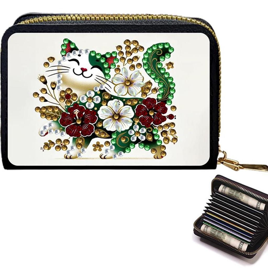 5D Diamond Painting Art Portable Card Bag Zipper Closure Diamond Painting Fashion Card Holder Coin Purse